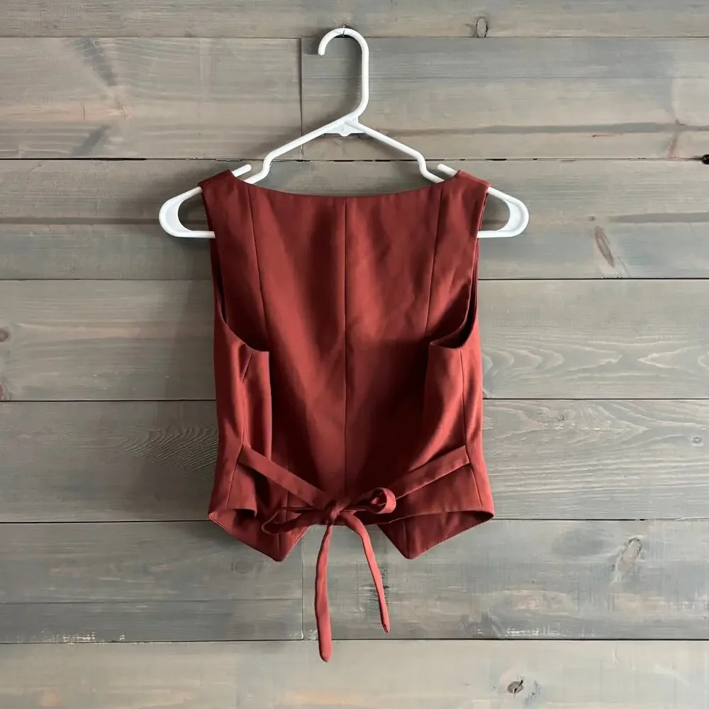 LPA x REVOLVE | Baldwin Vest Henna Rust Button Front Pockets Size Small
